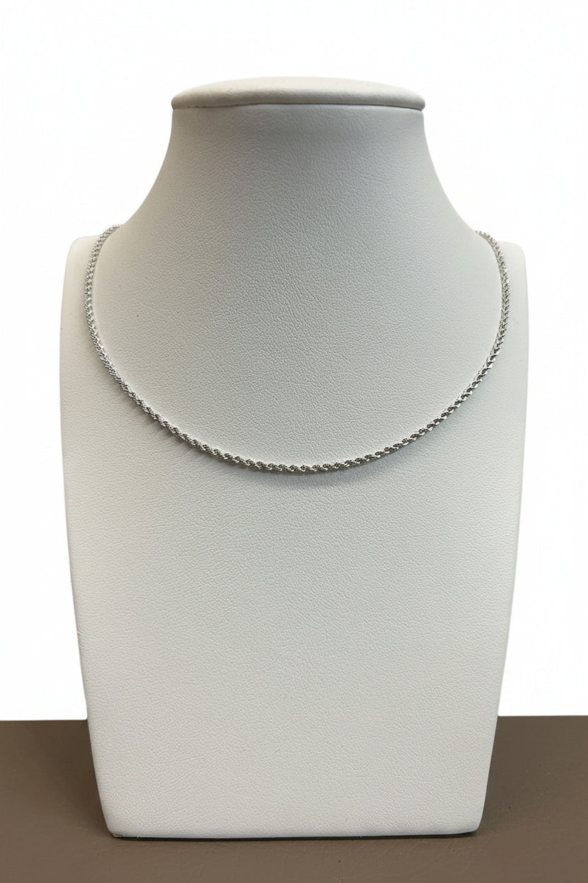 Collana Corda in Oro Bianco 18k – 45 cm | CM Silver Jewels