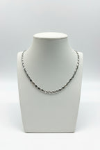 Collier Ras-du-Cou Maille Ovale en Or Blanc 18 (750) Carats – 50 cm, Épaisseur 4 mm | CM Silver Jewels
