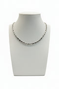 Collana Torchon a Maglie Intrecciate in Oro Bianco 18 Carati – 50 cm, Spessore 4 mm | CM Silver Jewels