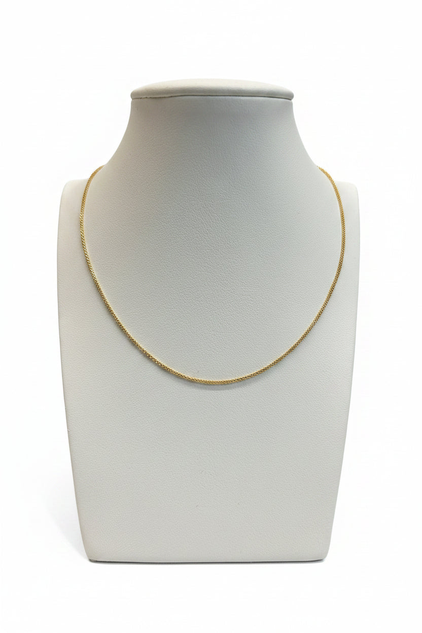 Collana a Maglie Popcorn in Oro Giallo 18 Carati (750) – 50 cm, Spessore 1,2 mm | CM Silver Jewels