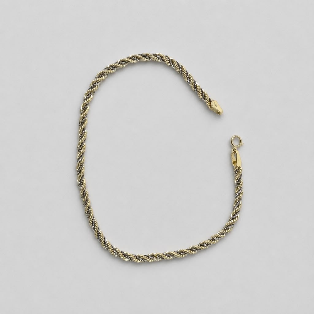 Bracelet Cordon en Or Jaune et Blanc 18k (750) – Maille Tressée | CM Silver Jewels