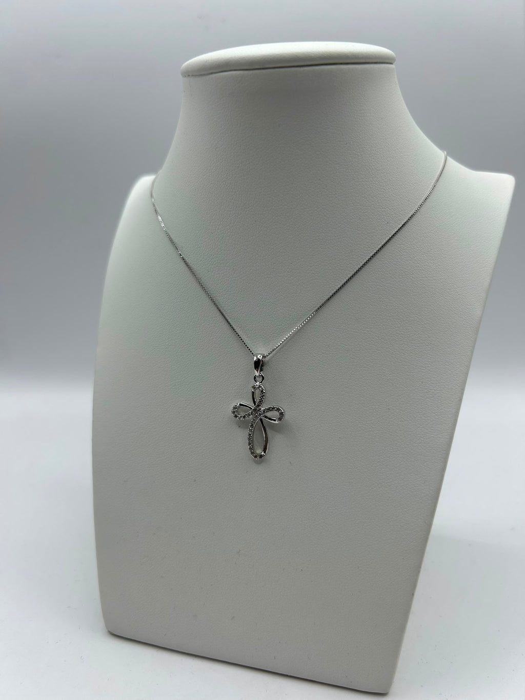 Collana con Croce in Oro Bianco 18k – 45 cm | CM Silver Jewels