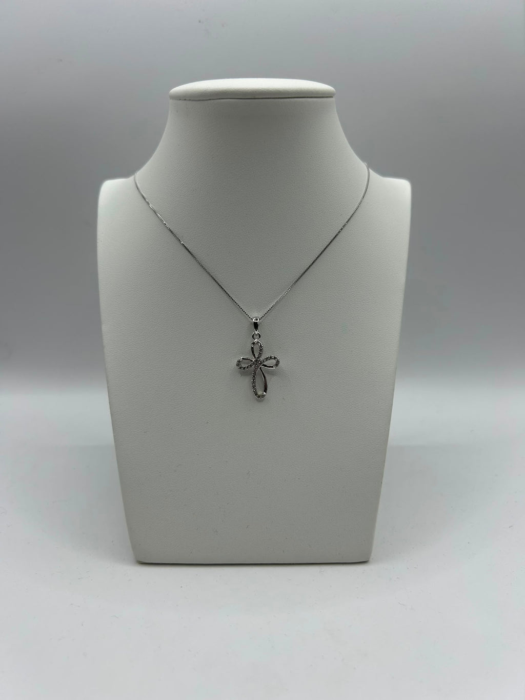 Collana con Croce in Oro Bianco 18k – 45 cm | CM Silver Jewels