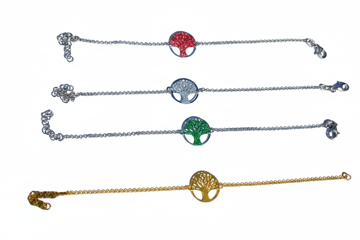 Women's 925 Sterling Silver Tree of Life Bracelet – Silver or Gold Tone 19.5 cm | CM Silver Jewels