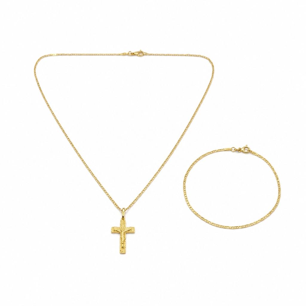 Ensemble pour homme en argent 925 – Collier croix et bracelet assorti