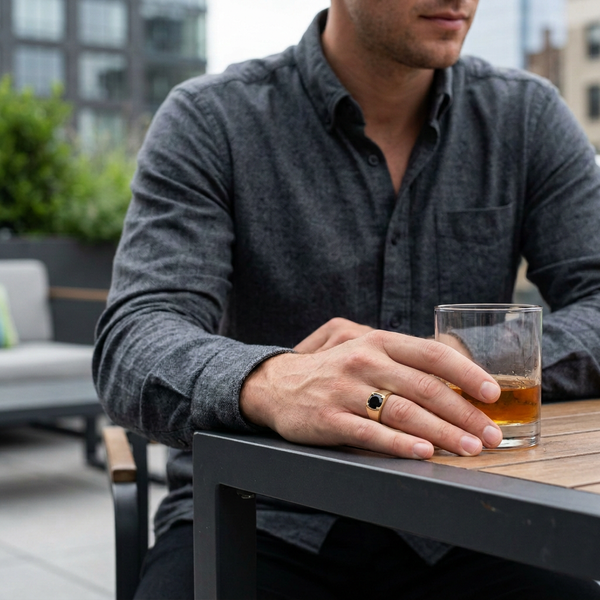 Anelli Uomo all’aperitivo con prodotto del catalogo