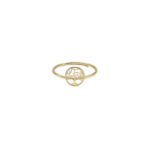 anello albero della vita in argento dorato
