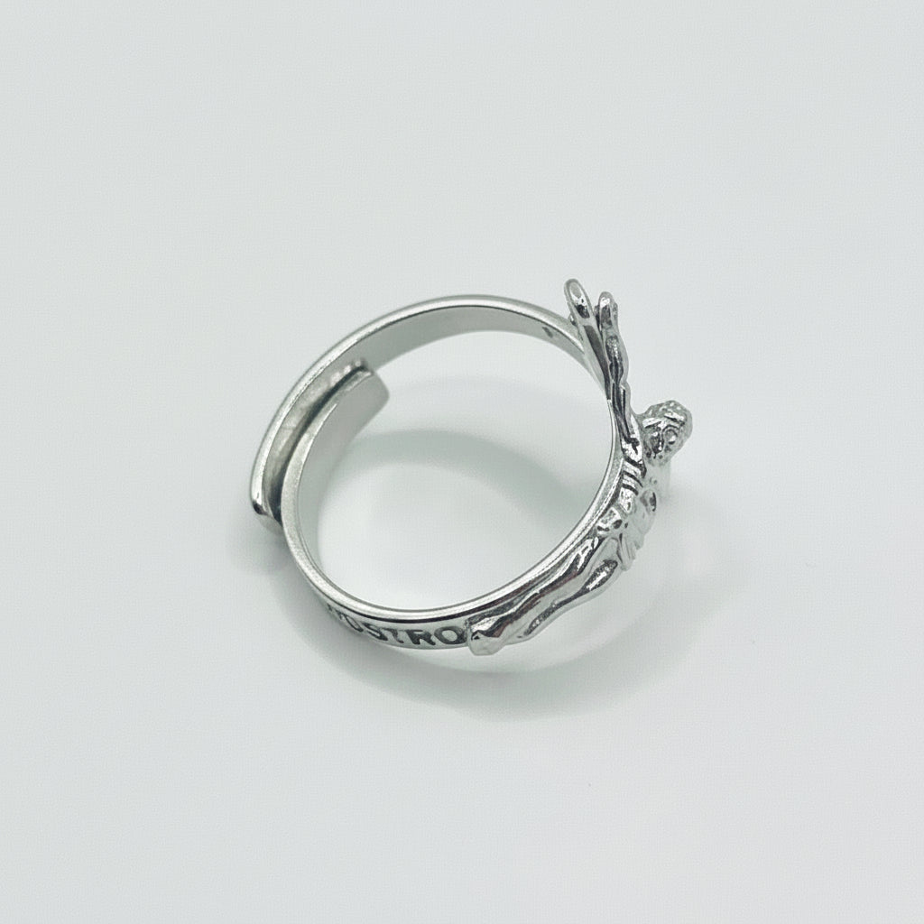 Anello Crocifisso in Argento 925 Placcato Oro 18 Carati – Misura Regolabile | Gioiello Religioso Elegante - Gioielleria CM SILVER & JEWELS