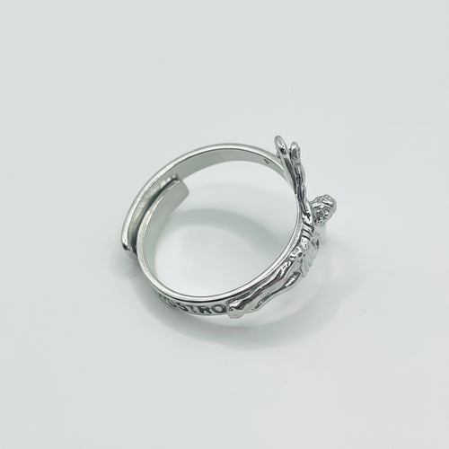 Anello Crocifisso in Argento 925 Placcato Oro 18 Carati – Misura Regolabile | Gioiello Religioso Elegante - Gioielleria CM SILVER & JEWELS