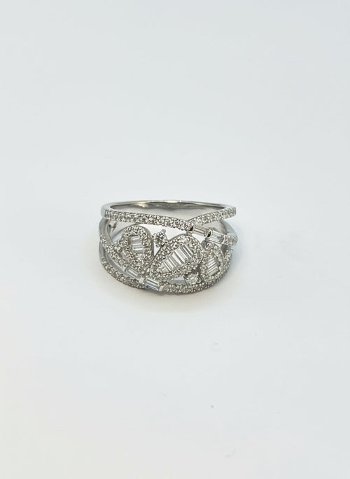 Anello in Argento 925 con Zirconi Bianchi Taglio Baguette e Pavé - Gioielleria CM SILVER & JEWELS