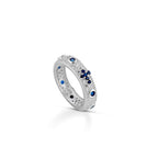 Anello rosario in argento 925 con croce di zirconi blu navy e pavé di zirconi bianchi