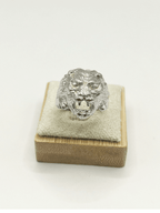 Anello Testa di Tigre in Argento 925 – Occhi Ipnotici Rossi, Verdi o Argento | Misura Regolabile | Gioiello Grintoso e Potente - Gioielleria CM SILVER & JEWELS