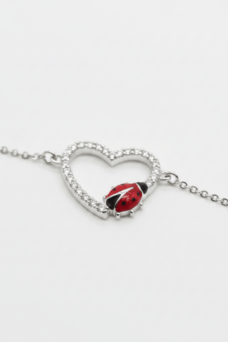Bracciale in Argento 925 con Cuore e Coccinella – Eleganza e Fortuna