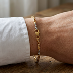 Bracciale bicolore in argento 925 indossato al polso