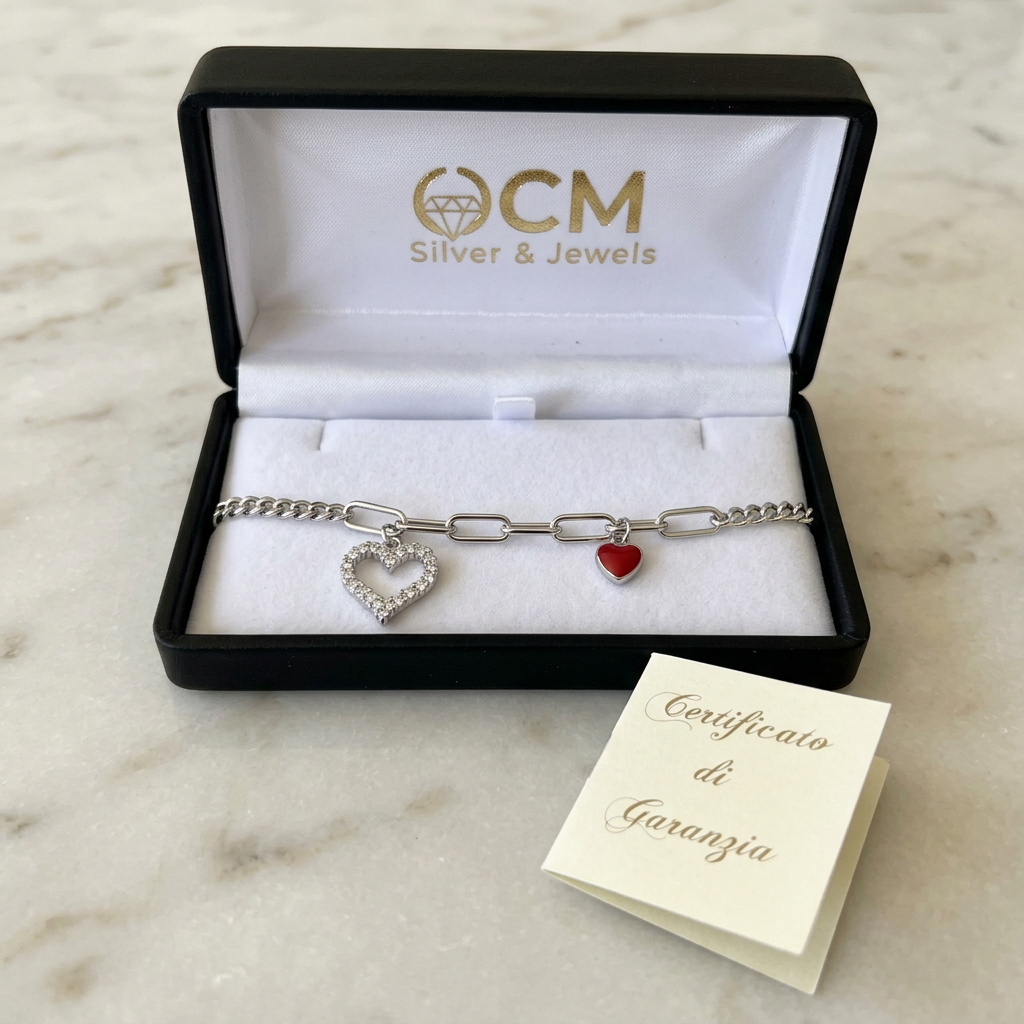 Bracciale con due cuori nel cofanetto CM Silver & Jewels con il tuo certificato di garanzia