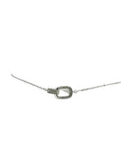 Bracciale in argento 925 con maglia rettangolare e zirconi, stile moderno ed elegante.