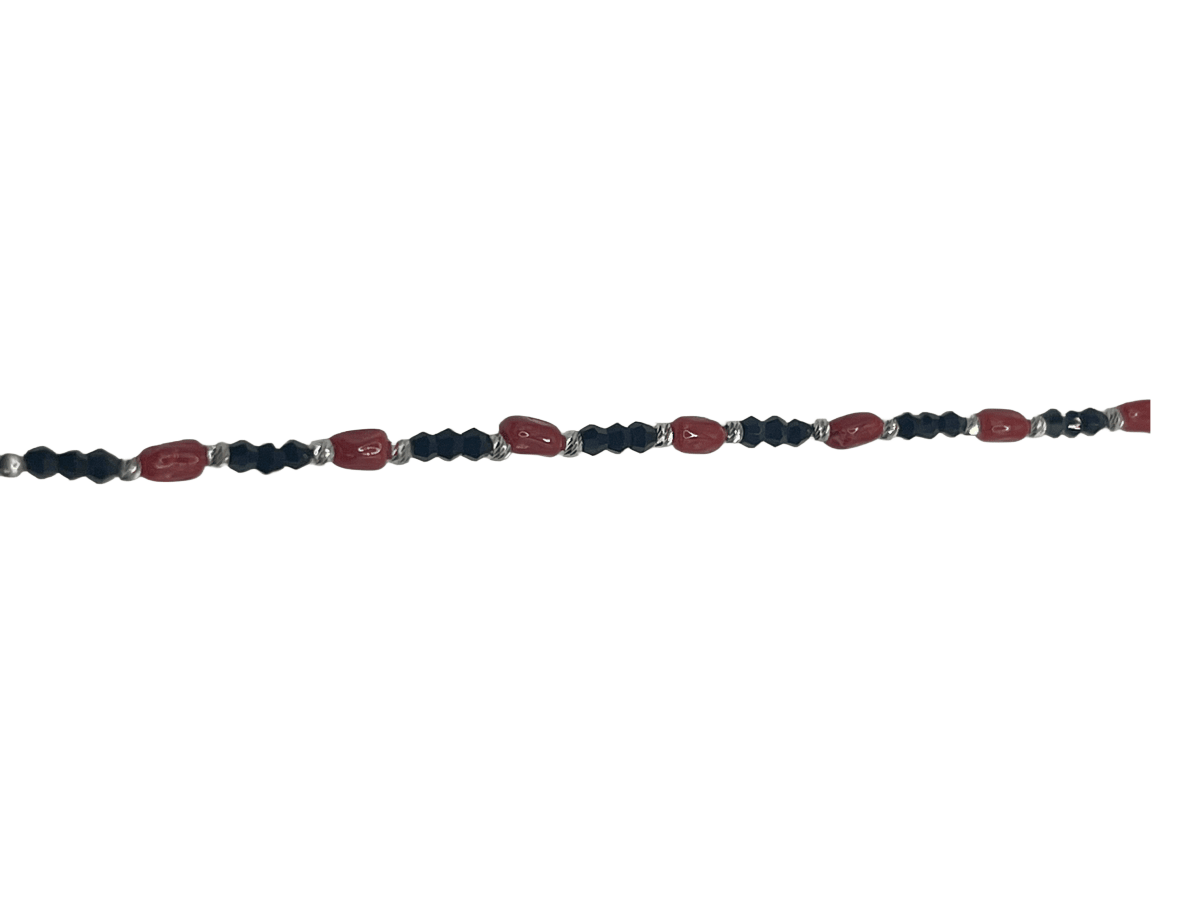 Bracciale Donna in Argento 925 con Pietre nere e Pietre Rosse