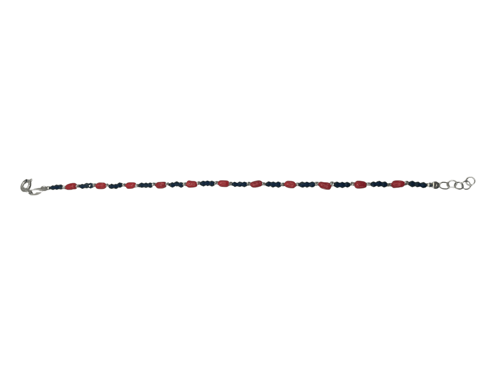 Bracciale Donna in Argento 925 con Pietre nere e Pietre Rosse