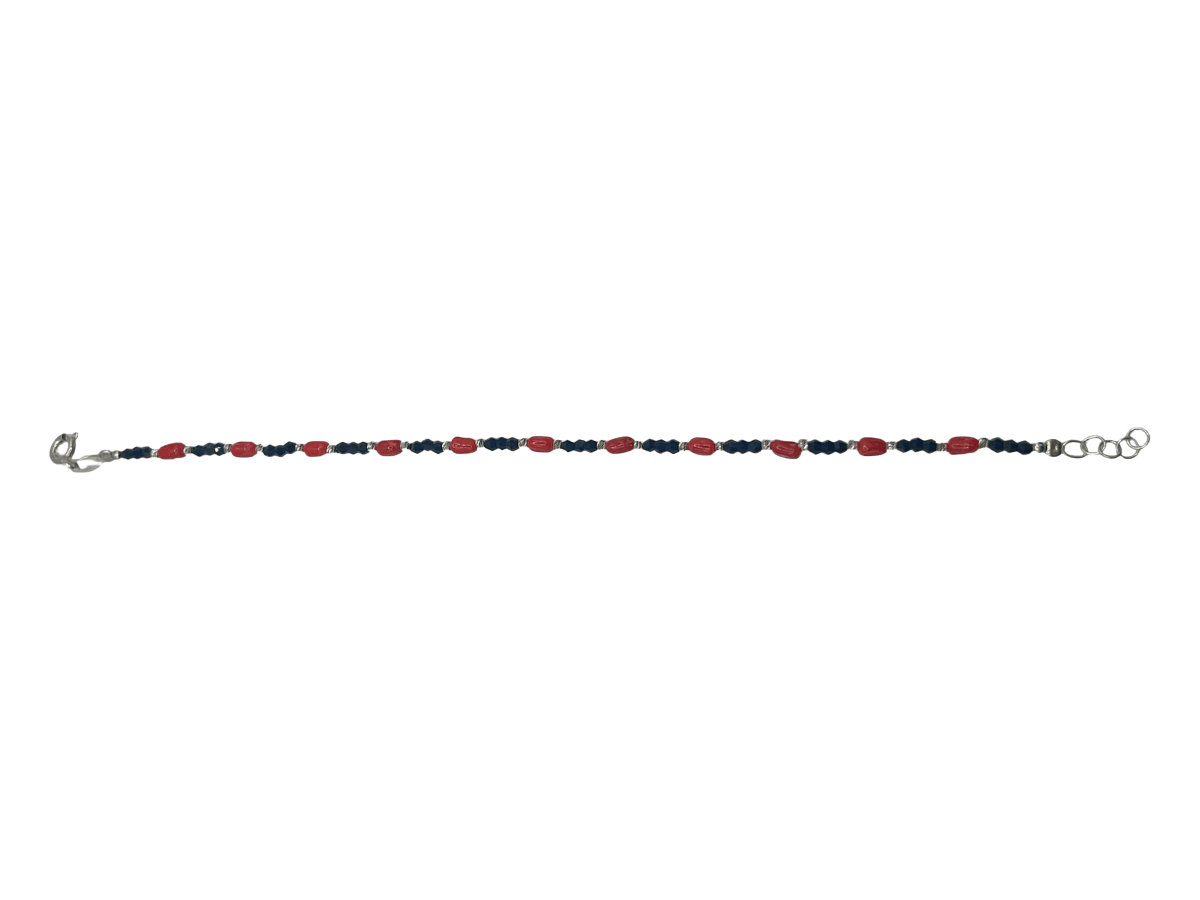 Bracciale Donna in Argento 925 con Pietre nere e Pietre Rosse