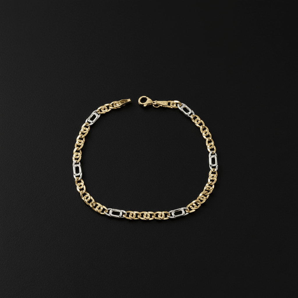 Bracciale Grumetta in Oro 18 Carati - oro giallo e bianco