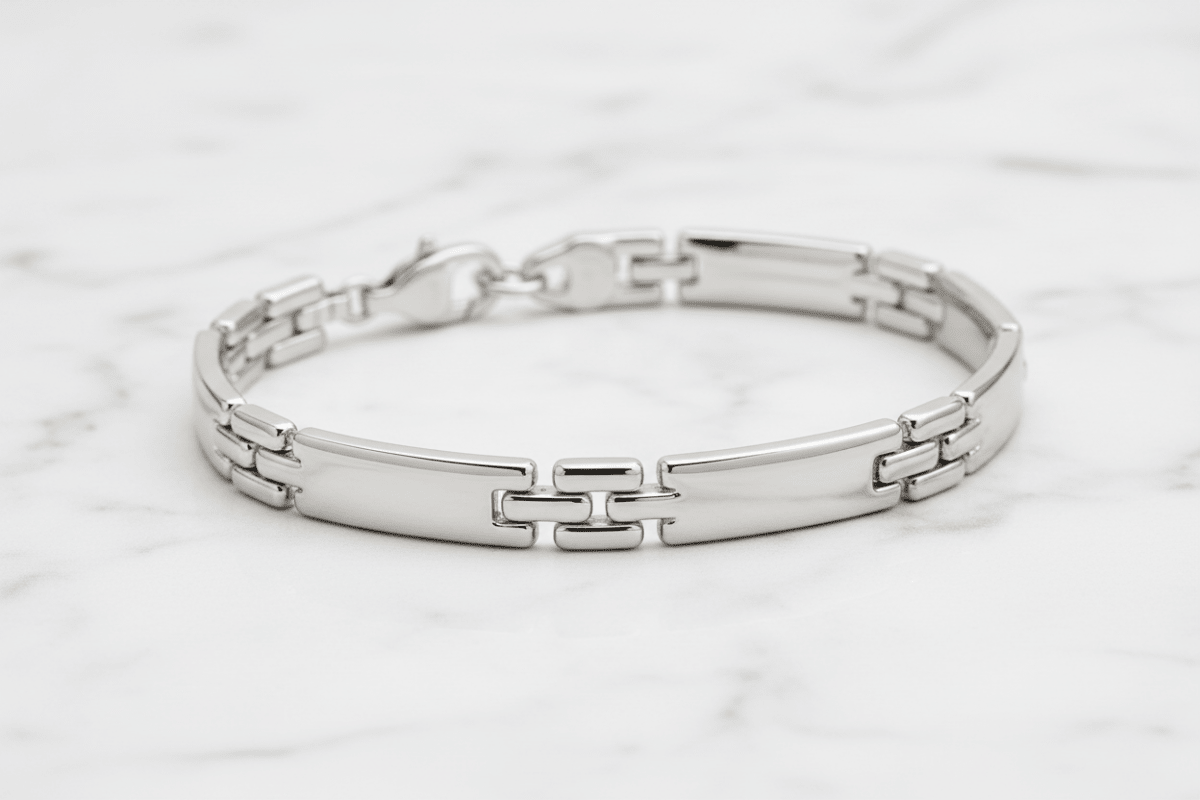 Bracciale ID argento 925 – dettaglio chiusura moschettone e spessore 7mm – CM Silver Jewels