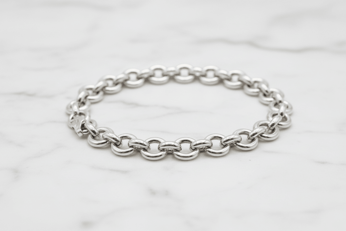 Bracciale argento 925 maglia rolo – dettaglio chiusura moschettone e spessore 10mm – CM Silver Jewels