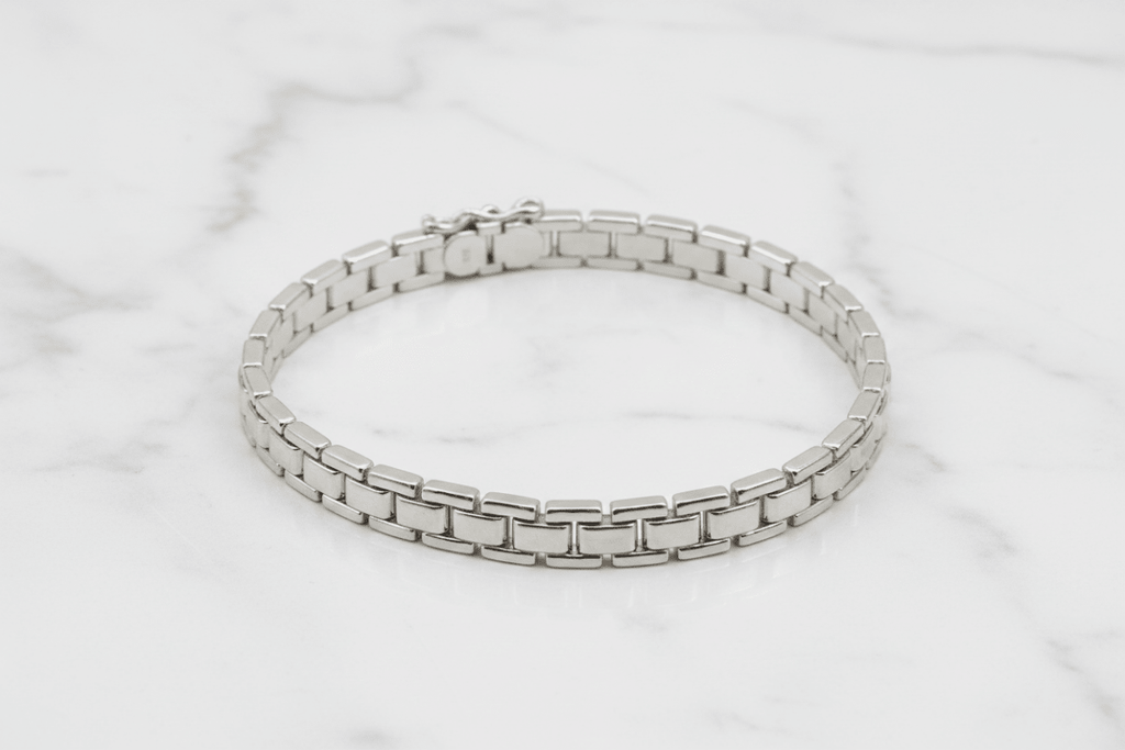 Bracciale argento 925 maglia scatolata – dettaglio chiusura moschettone e spessore 7mm – CM Silver Jewels
