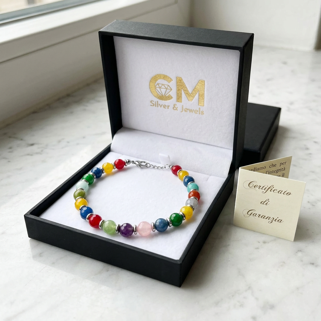 Bracciale multicolore nel cofanetto CM Silver & Jewels con il tuo certificato