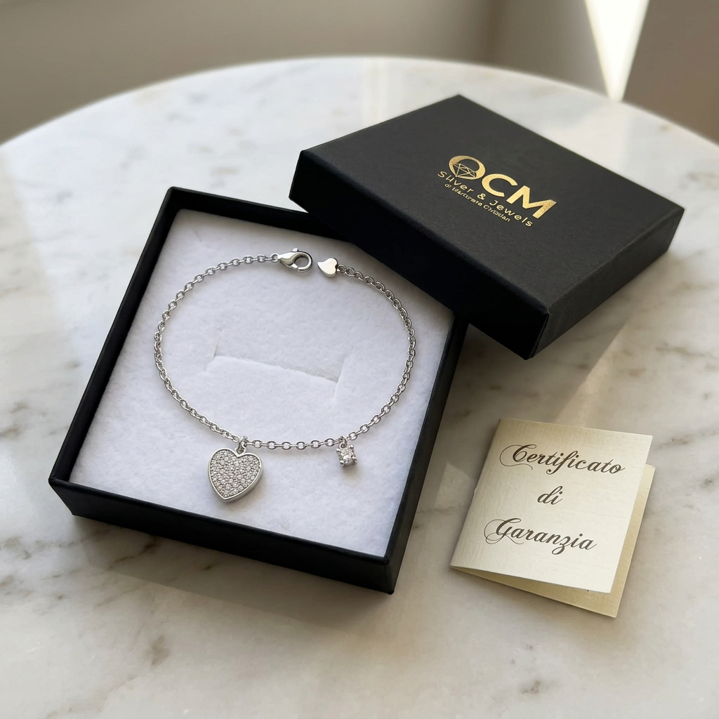 Bracciale nel cofanetto nero CM Silver & Jewels con il tuo certificato