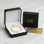 Collana a maglie popcorn oro giallo 18 carati nel cofanetto regalo nero CM Silver & Jewels con certificato su piano in marmo – CM Silver Jewels
