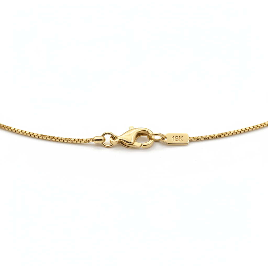 Dettaglio chiusura e spessore 1,2 mm collana a maglie popcorn in oro giallo 18 carati – CM Silver Jewels