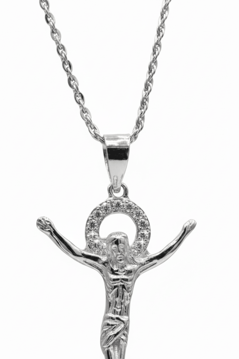 Collana Crocifisso in Argento 925 Placcata Oro – Design Elegante e Luminoso