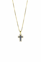Collana in argento 925 con ciondolo a croce con zirconi colorati - CM Silver Jewels