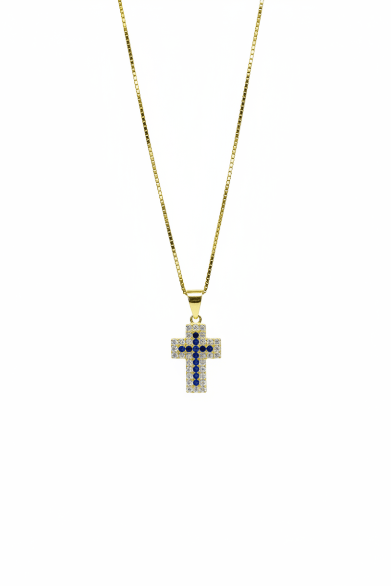 Collana in argento 925 con ciondolo a croce con zirconi colorati - CM Silver Jewels
