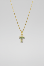 Collana in argento 925 con ciondolo a croce con zirconi colorati