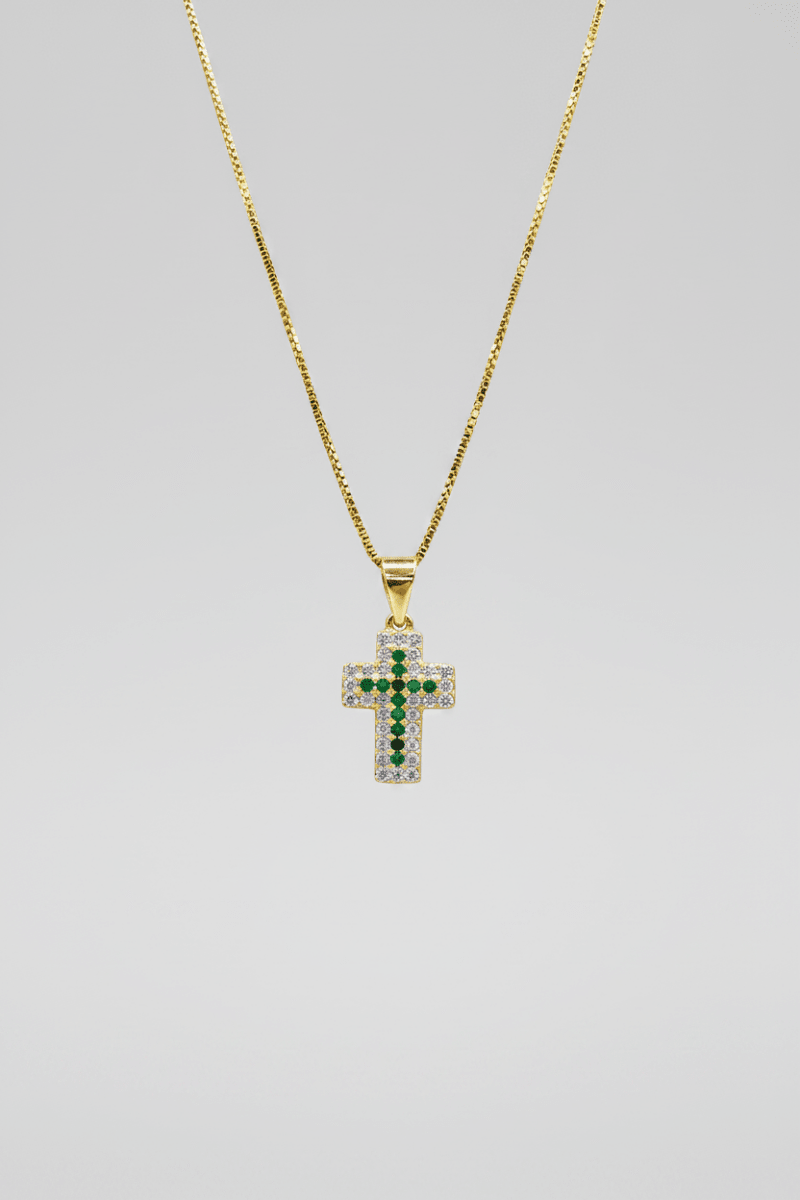 Collana in argento 925 con ciondolo a croce con zirconi colorati