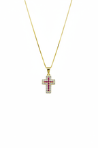 Collana in argento 925 con ciondolo a croce con zirconi colorati