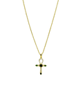 collana in argento 925 con croce e zirconi verdi