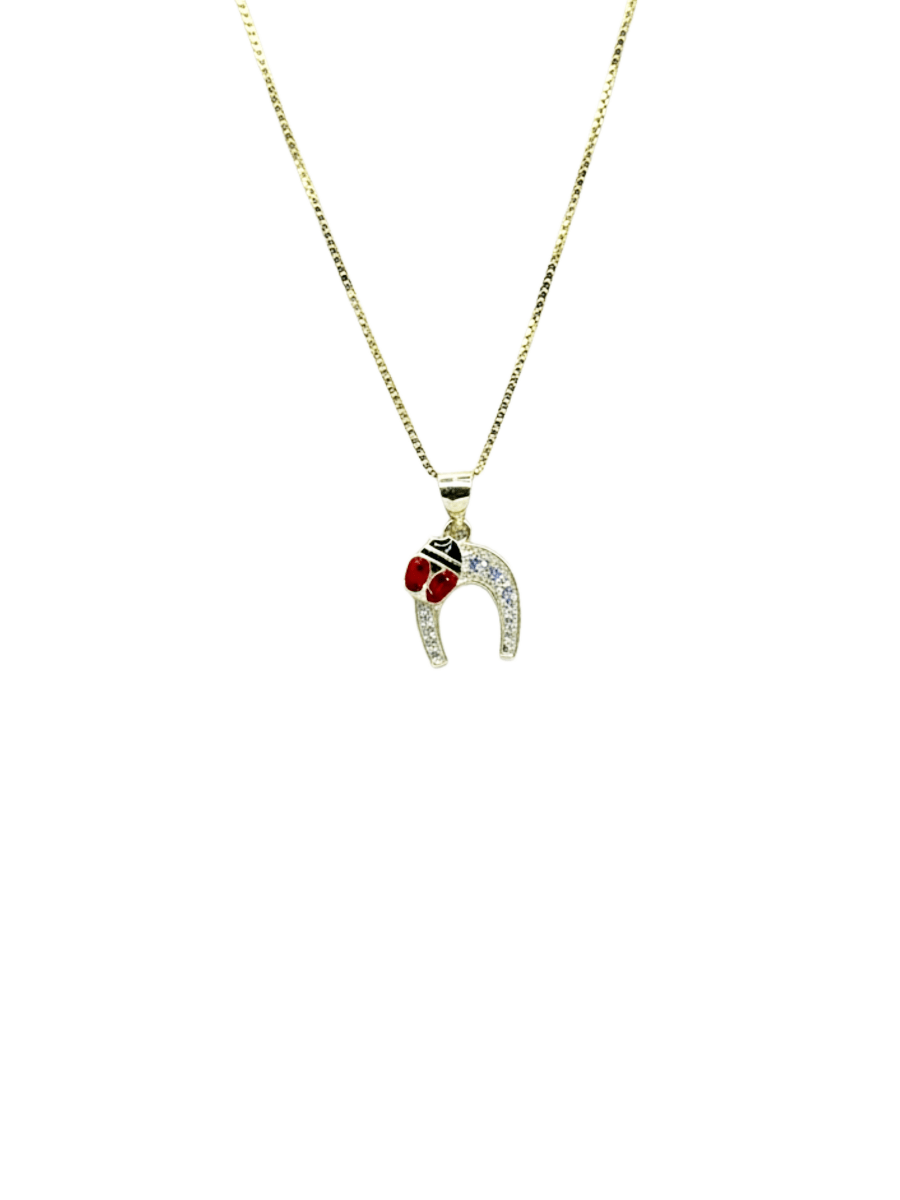 Collana Portafortuna Ferro di Cavallo con Coccinella – Argento 925 Placcato Oro | Gioiello Elegante - Gioielleria CM SILVER & JEWELS