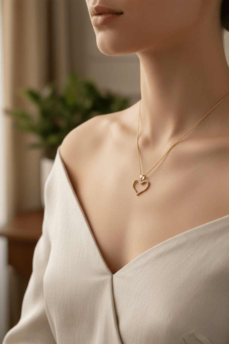 Lifestyle – Collana Cuore Pavé Indossata