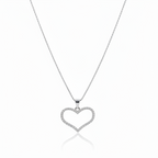 Gold Plated 925 Sterling Silver Necklace with Pavé Heart Pendant – 45 cm | CM Silver Jewels