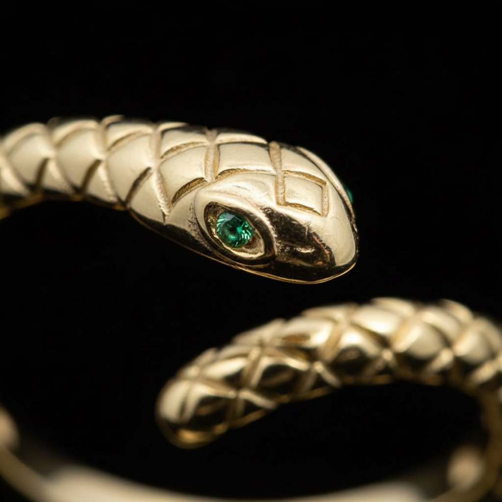 Detail — Testa serpente e occhi verdi