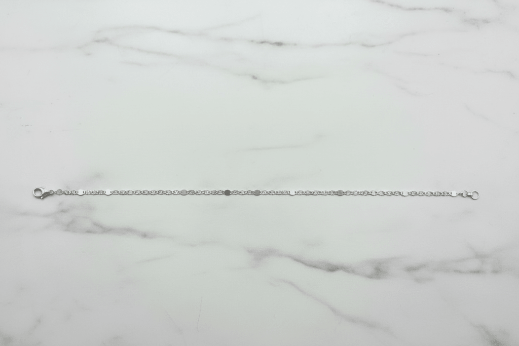 Girocollo oro bianco 18k lunghezza 44cm su marmo bianco, scala reale – CM Silver Jewels