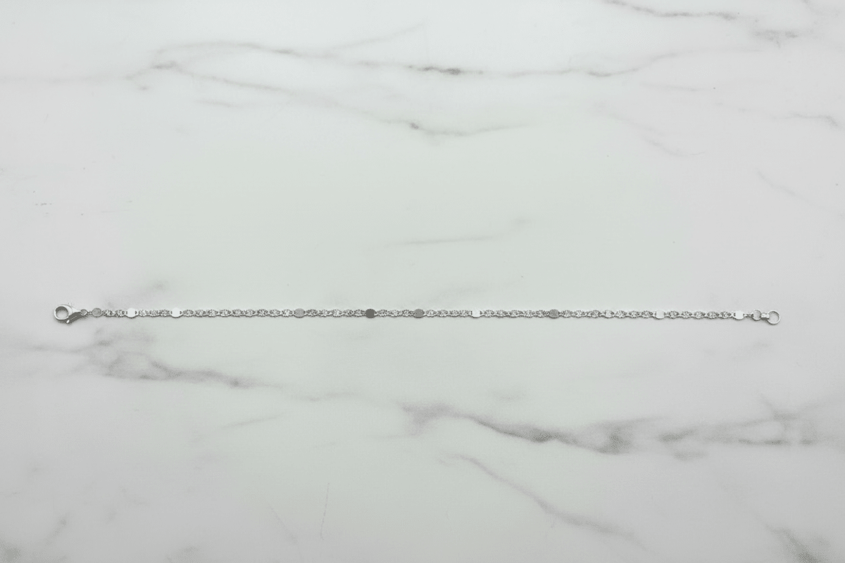 Girocollo oro bianco 18k lunghezza 44cm su marmo bianco, scala reale – CM Silver Jewels