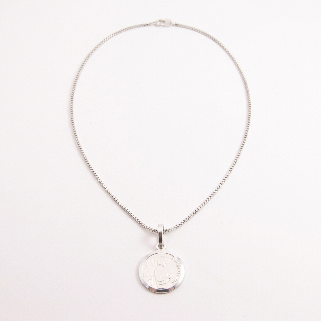 Hero della collana in argento 925 con ciondolo San Gabriele e catena veneziana