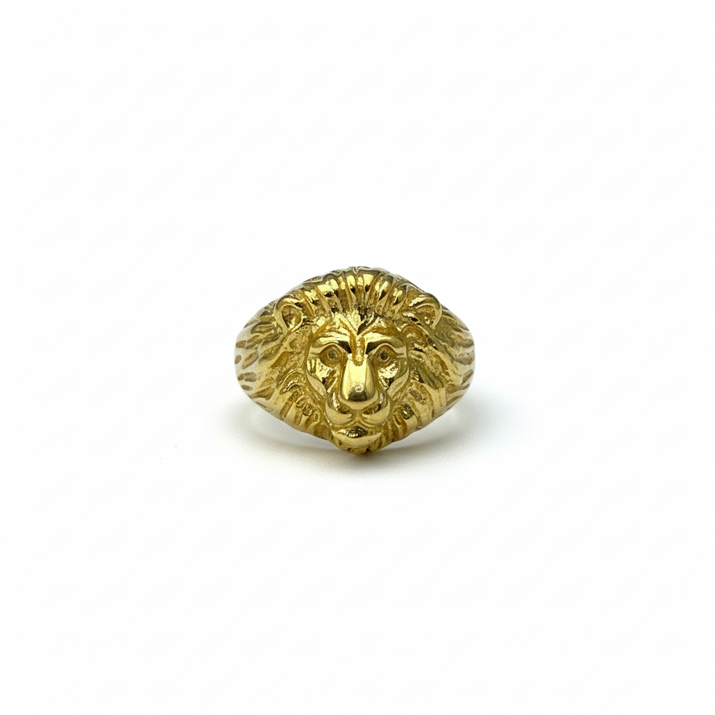 Anello Leone Small in Argento 925 Placcato Oro Giallo – Misura Regolabile | CM Silver Jewels