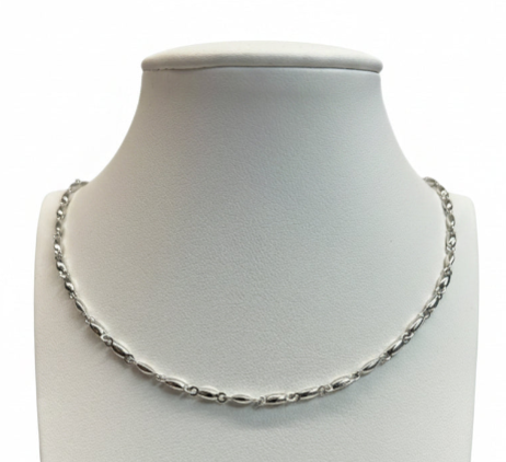 Collana a Maglie Rolò in Oro Bianco 18 Carati – 51 cm, Spessore 3 mm | CM Silver Jewels