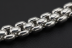Dettaglio macro maglia bismark doppia fila bracciale argento 925 uomo – CM Silver Jewels