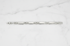 Bracciale ID argento 925 maglia doppia H, 19,5 cm su marmo con riferimento scala – CM Silver Jewels