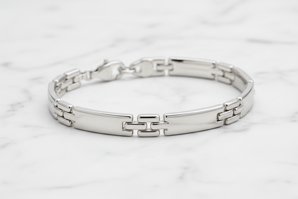 Bracciale ID argento 925 – dettaglio chiusura moschettone e spessore 7mm – CM Silver Jewels